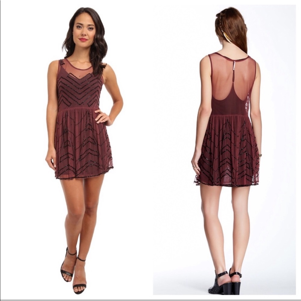 FREE PEOPLE | NWT Intimately Sheer Beaded Dress L - Picture 2 of 7